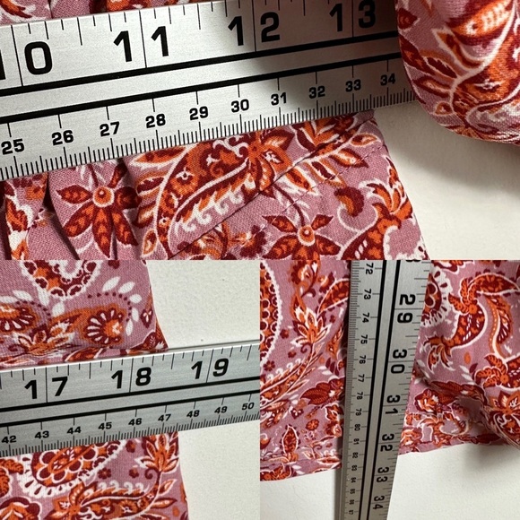 Nordstrom Smocked Puff Sleeve Mini Dress Red Pink Size Small Sweetheart Boho S - Picture 10 of 10